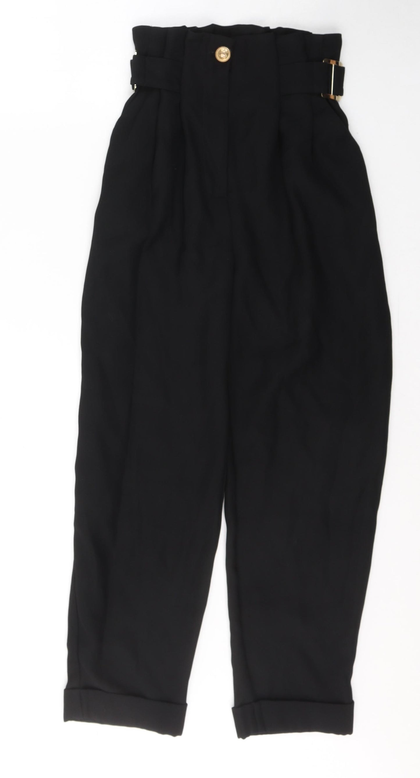 River Island Womens Black  Polyester Trousers  Size 6 L24 in Regular Button