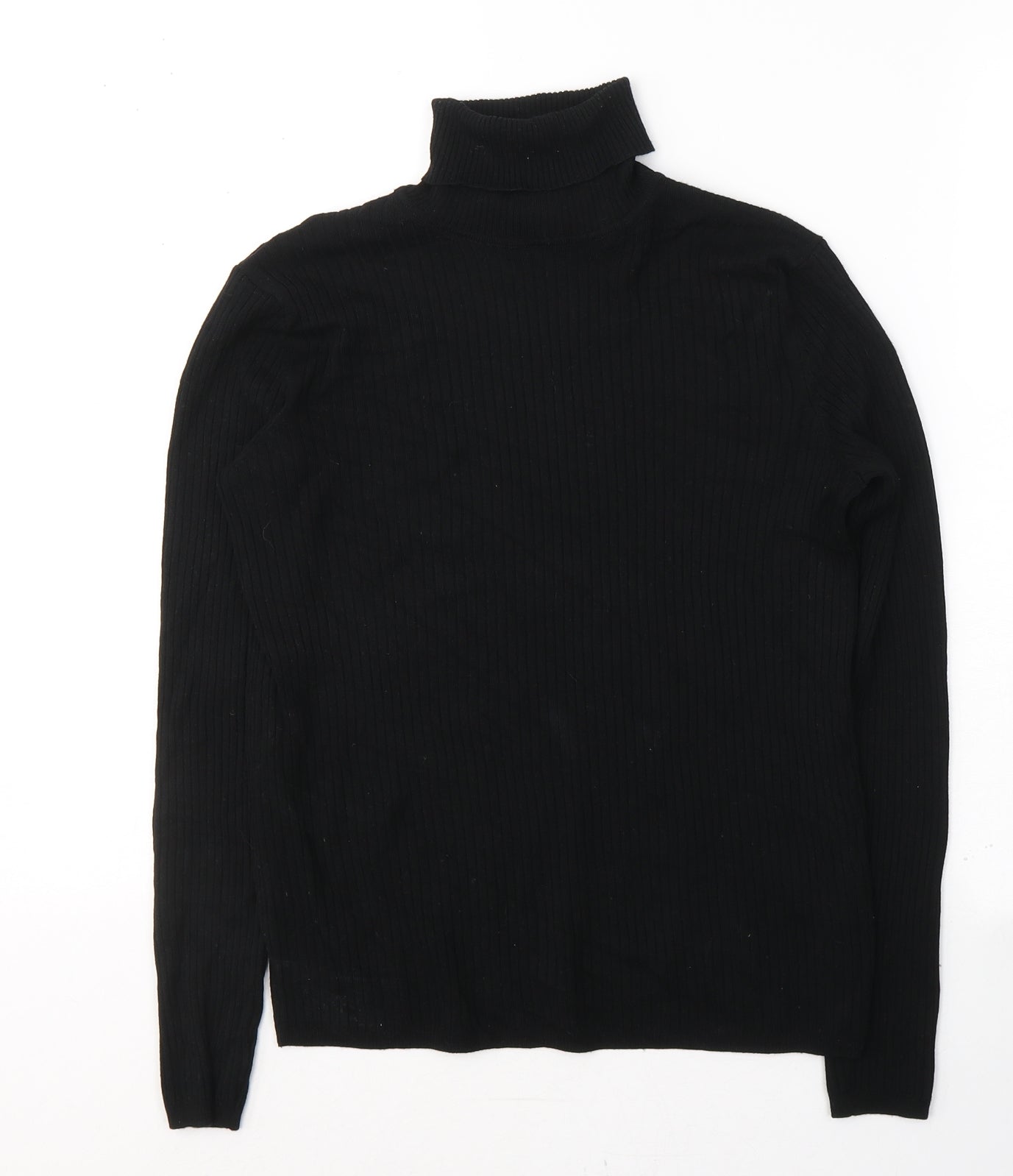 Marks and Spencer Womens Black Roll Neck  Viscose Pullover Jumper Size 12