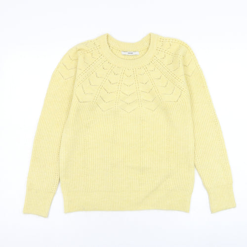 George Womens Yellow Round Neck  Acrylic Pullover Jumper Size XS