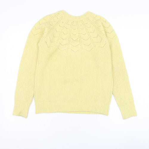 George Womens Yellow Round Neck  Acrylic Pullover Jumper Size XS