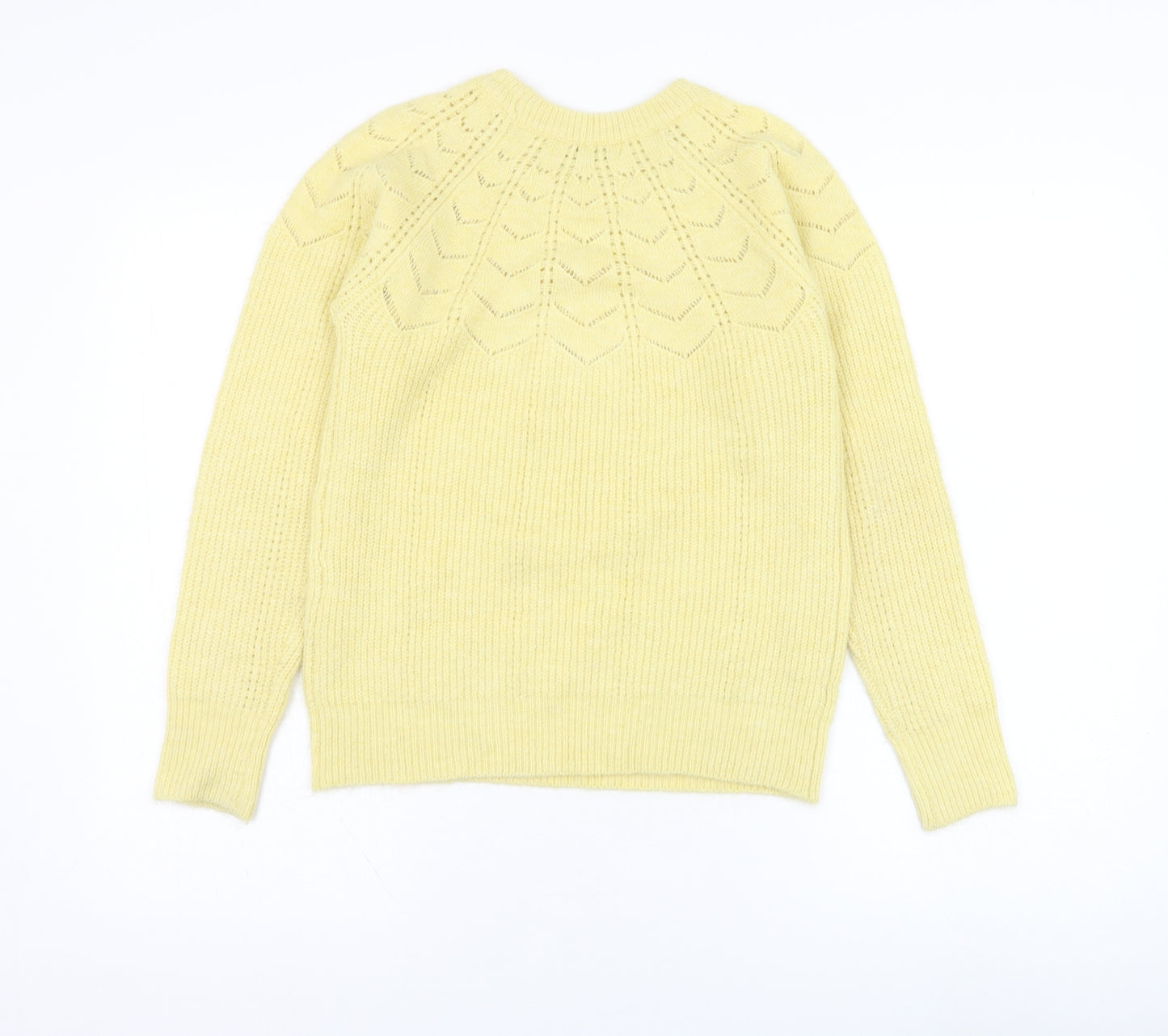 George Womens Yellow Round Neck  Acrylic Pullover Jumper Size XS