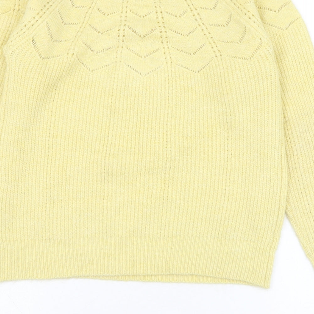 George Womens Yellow Round Neck  Acrylic Pullover Jumper Size XS