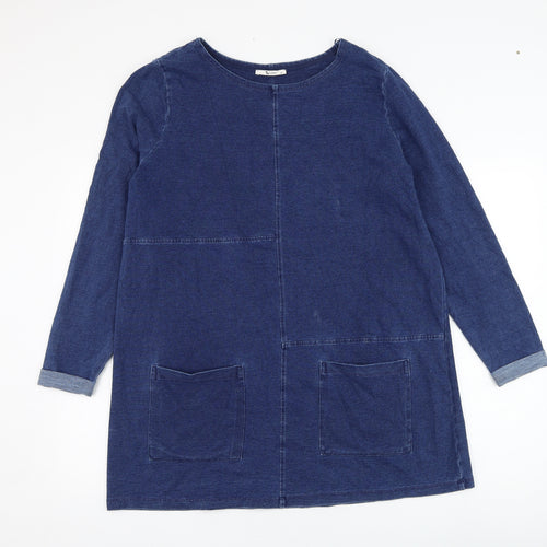 TU Womens Blue  Cotton Jumper Dress  Size 16  Round Neck Pullover