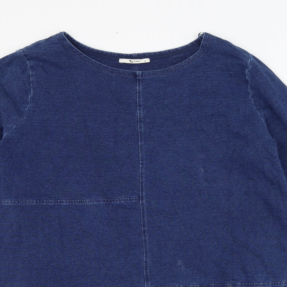 TU Womens Blue  Cotton Jumper Dress  Size 16  Round Neck Pullover