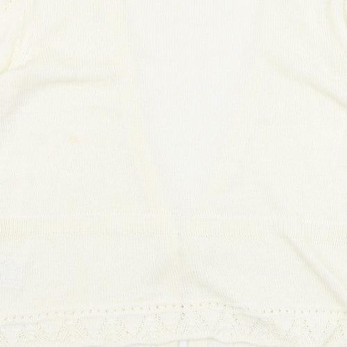 EWM Womens Ivory V-Neck  Acrylic Cardigan Jumper Size 14