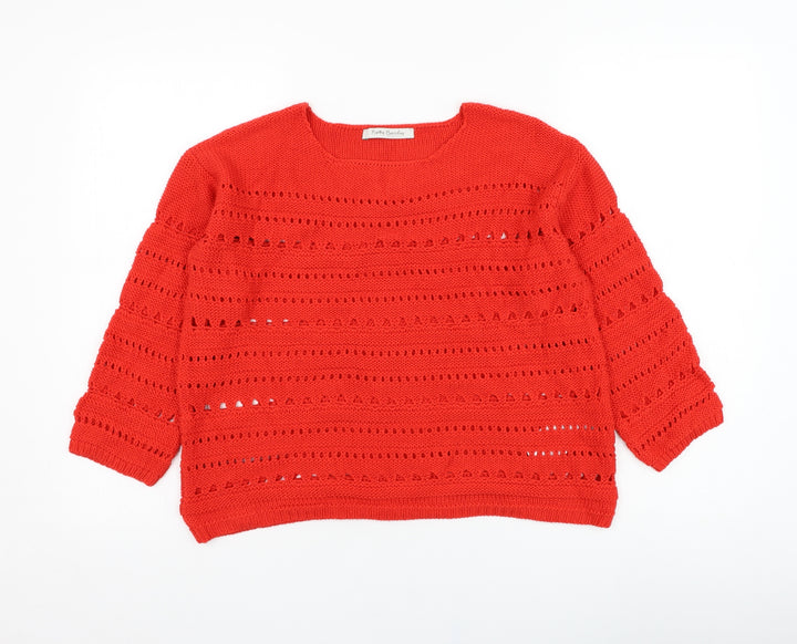 Betty Barclay Womens Red Round Neck Acrylic Pullover Jumper Size 10