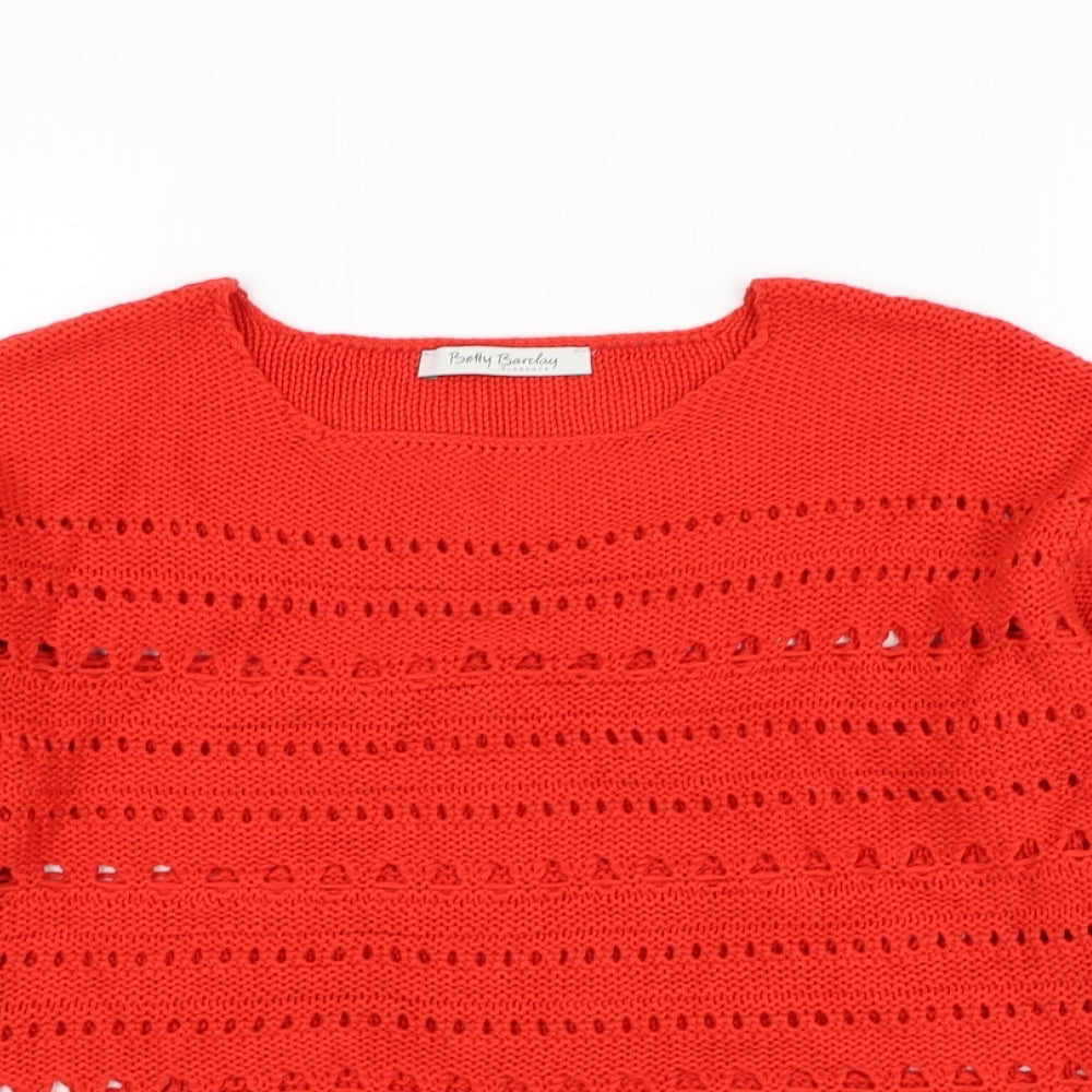 Betty Barclay Womens Red Round Neck  Acrylic Pullover Jumper Size 10