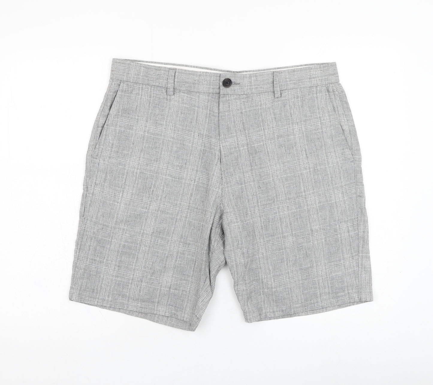 NEXT Mens Grey  Linen Bermuda Shorts Size 36 in L8 in Regular Zip
