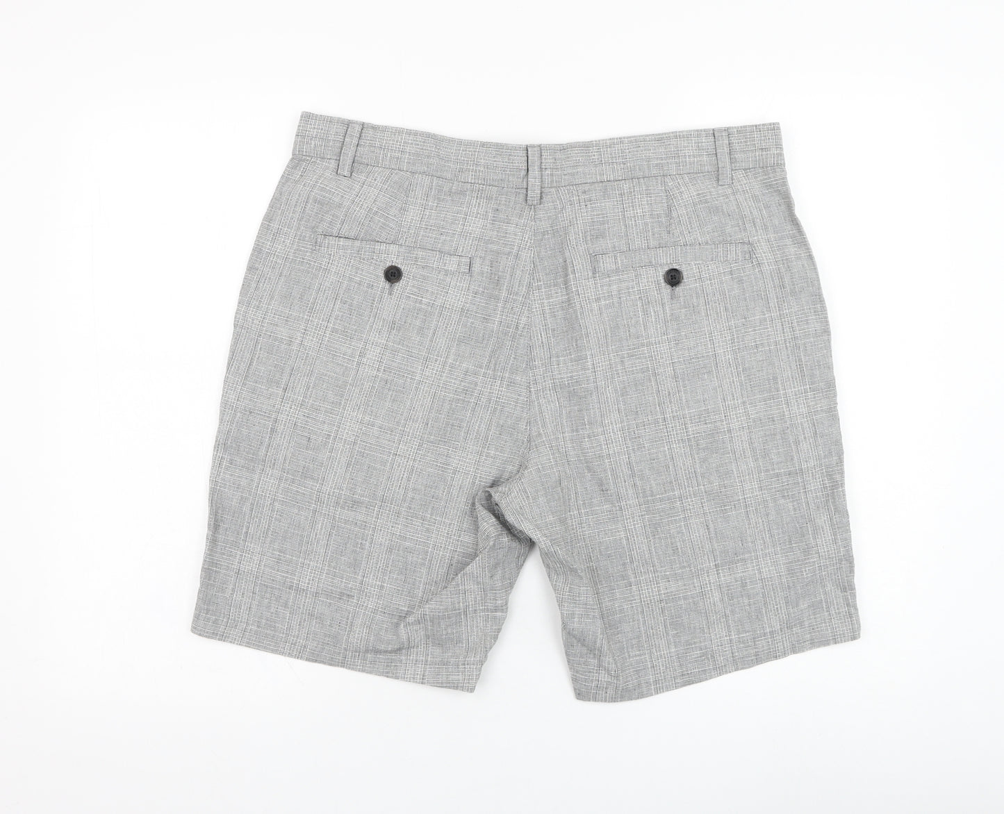 NEXT Mens Grey  Linen Bermuda Shorts Size 36 in L8 in Regular Zip