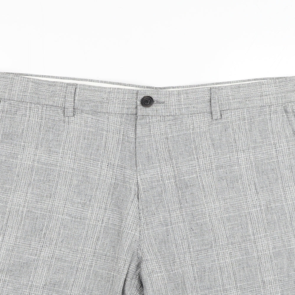 NEXT Mens Grey  Linen Bermuda Shorts Size 36 in L8 in Regular Zip