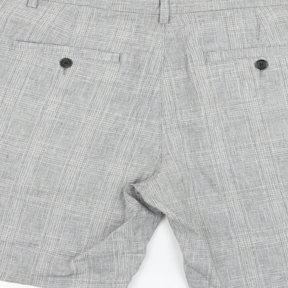 NEXT Mens Grey  Linen Bermuda Shorts Size 36 in L8 in Regular Zip