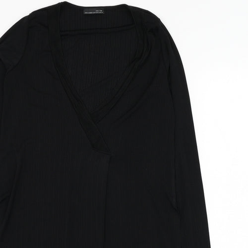 Zara Womens Black  Polyester Basic Blouse Size M V-Neck