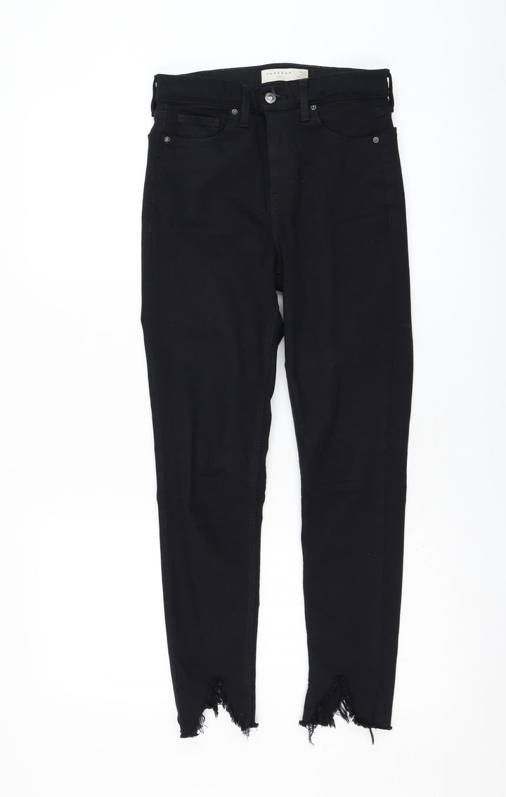 Topshop Womens Black Cotton Skinny Jeans Size 26 in L30 in Regular Zip