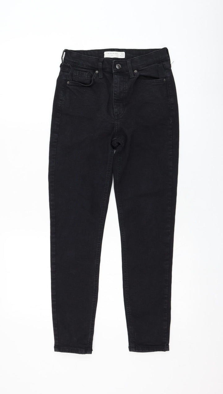 Topshop Womens Black Cotton Skinny Jeans Size 26 in L30 in Regular Zip