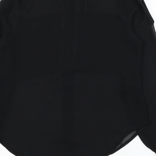 Topshop Womens Black  Polyester Basic Button-Up Size 6 Collared