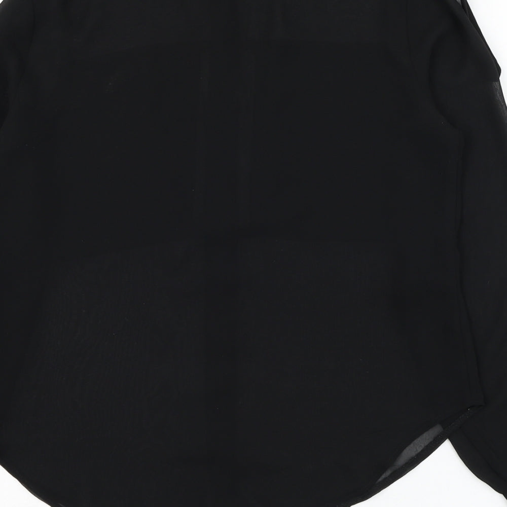 Topshop Womens Black  Polyester Basic Button-Up Size 6 Collared