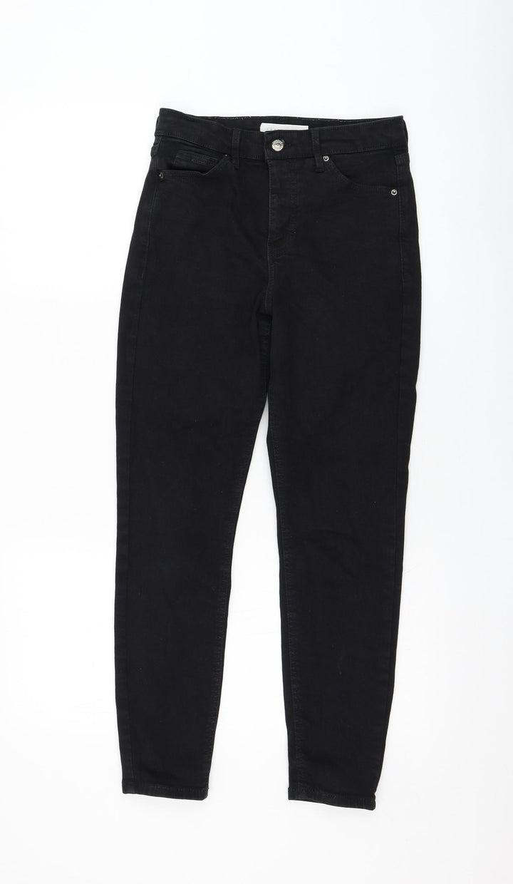 Topshop Womens Black Cotton Skinny Jeans Size 26 in L30 in Regular Zip