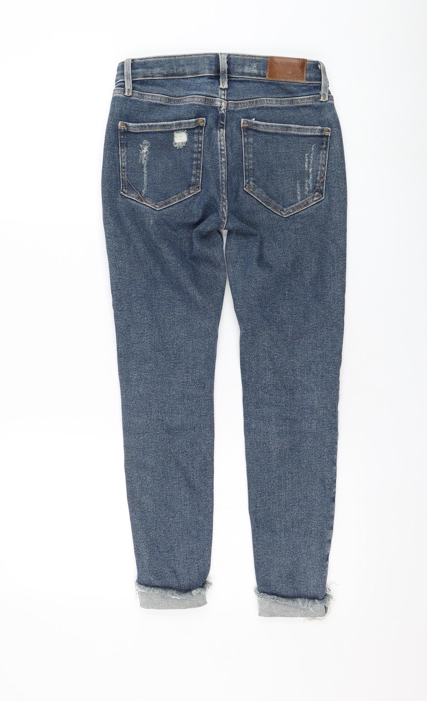 River Island Womens Blue  Cotton Straight Jeans Size 8 L25 in Regular Zip