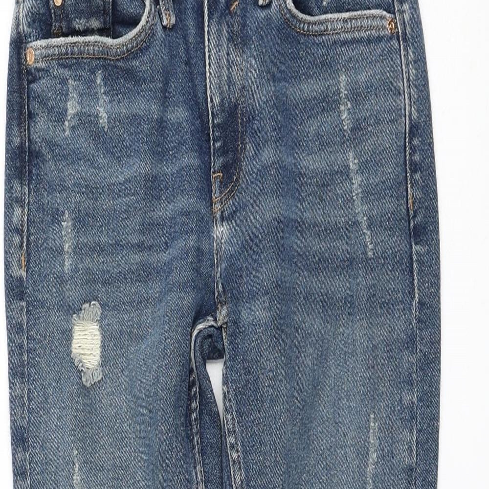 River Island Womens Blue  Cotton Straight Jeans Size 8 L25 in Regular Zip