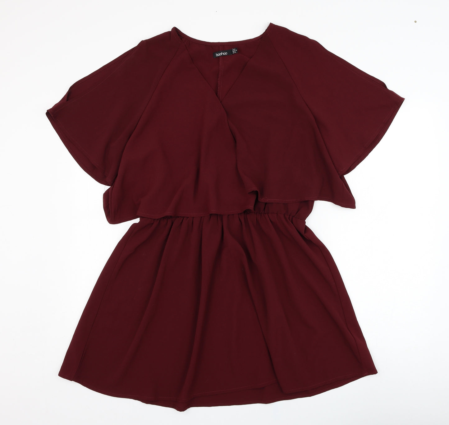 Boohoo Womens Purple  Polyester Basic Blouse Size 16 V-Neck