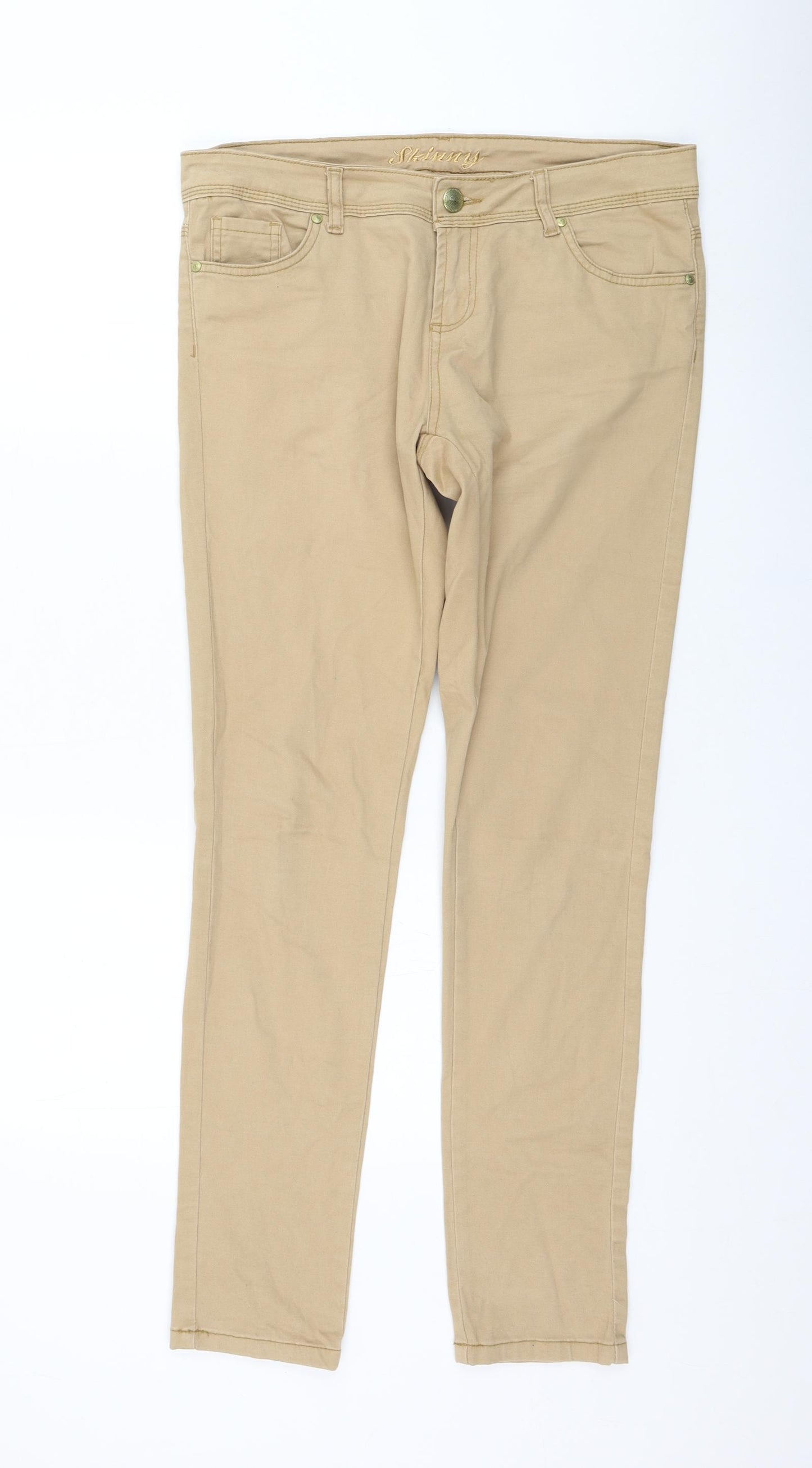 Primark Womens Brown  Cotton Skinny Jeans Size 12 L30 in Regular Zip