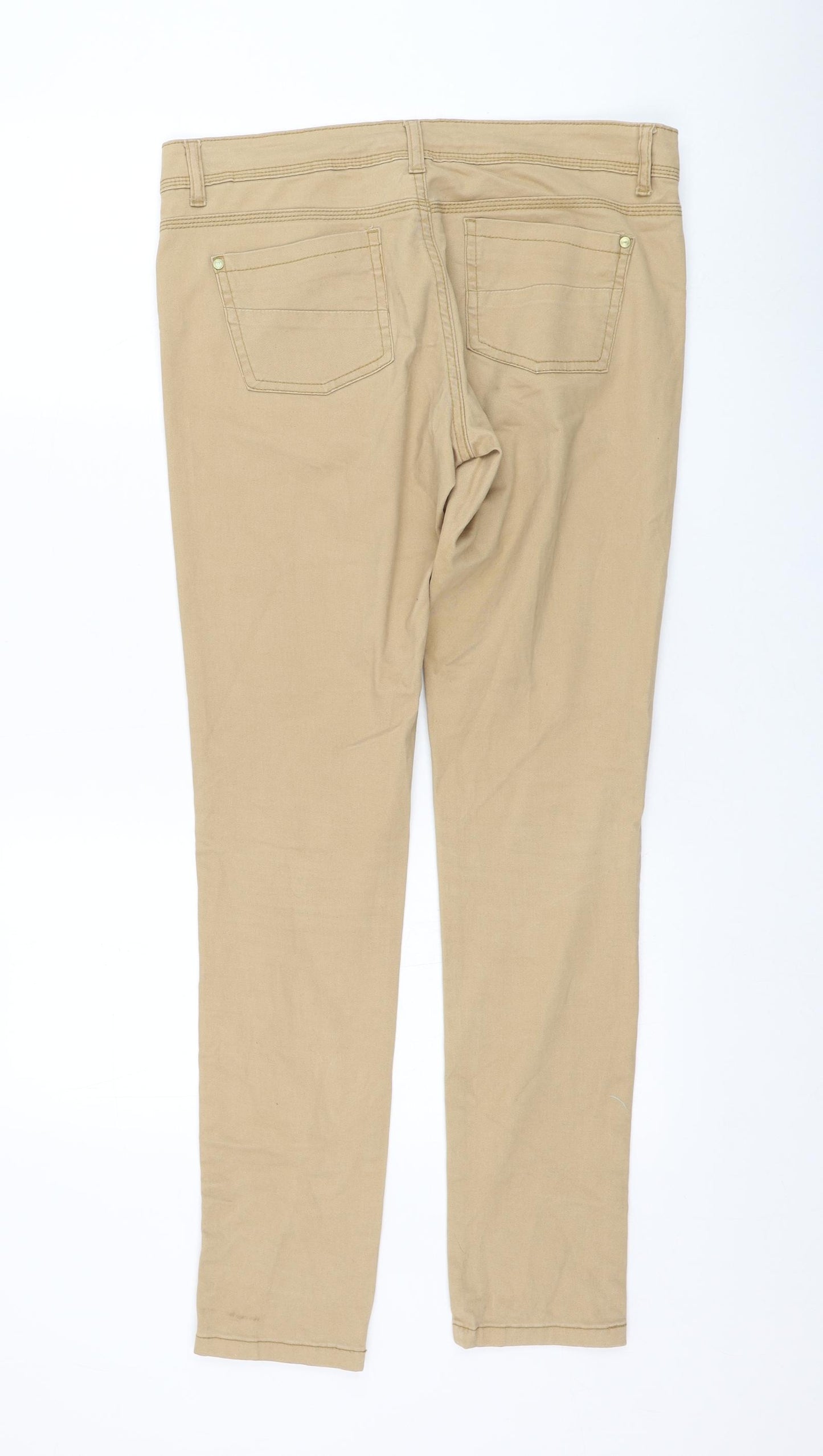 Primark Womens Brown  Cotton Skinny Jeans Size 12 L30 in Regular Zip