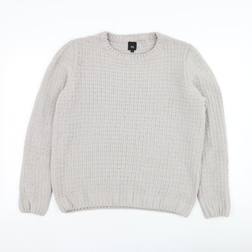 River Island Womens Grey Round Neck  Polyester Pullover Jumper Size M