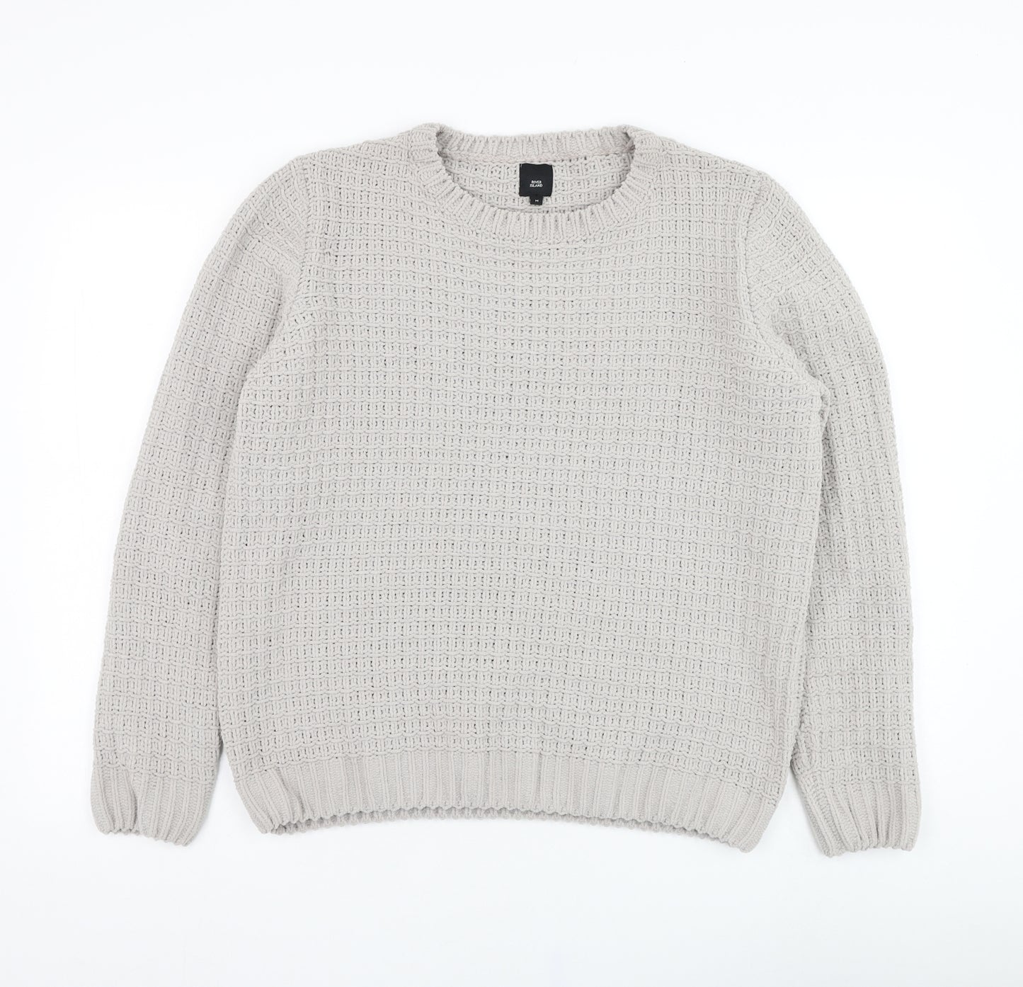 River Island Womens Grey Round Neck  Polyester Pullover Jumper Size M
