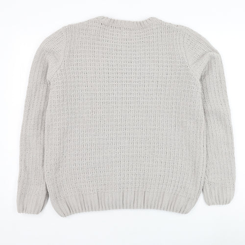 River Island Womens Grey Round Neck  Polyester Pullover Jumper Size M