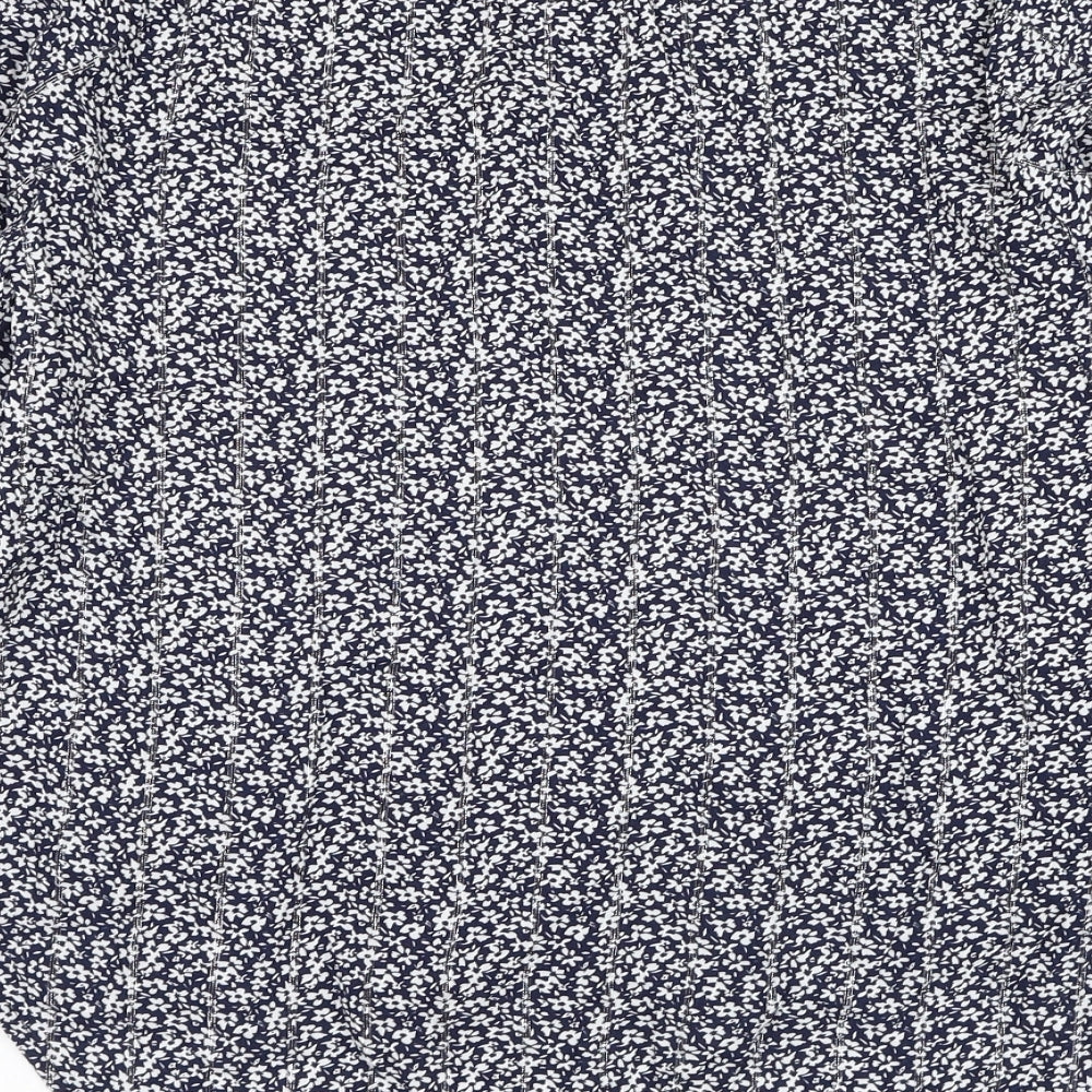 Bonmarché Womens Blue Floral Viscose Basic Blouse Size 14 V-Neck
