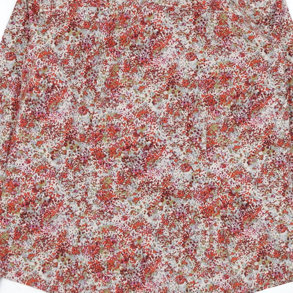 Preworn Womens Red  Cotton Basic Button-Up Size S Collared