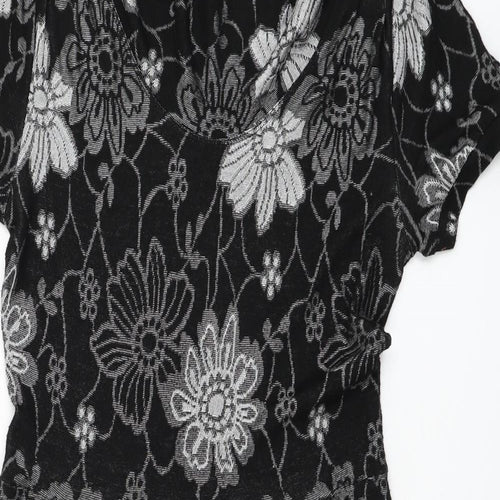 Chianti Womens Black Floral Polyester Jumper Dress  Size 10  Mock Neck Pullover