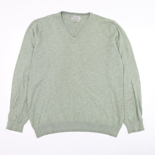 Ty Mens Green Round Neck  Cotton Pullover Jumper Size L