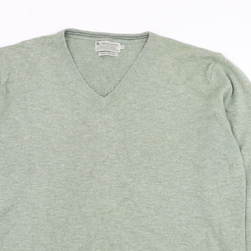 Ty Mens Green Round Neck  Cotton Pullover Jumper Size L