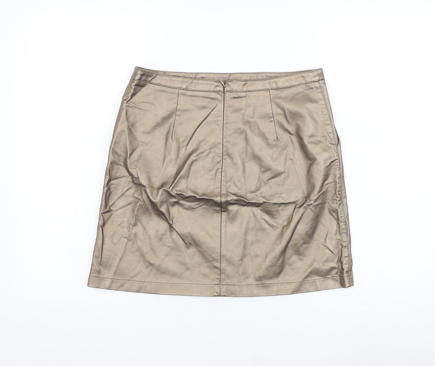 Papaya Womens Gold  Viscose Mini Skirt Size 10   Zip