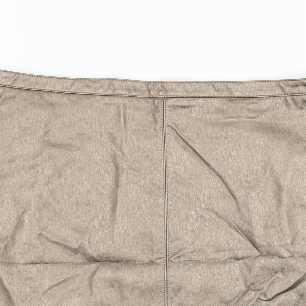 Papaya Womens Gold  Viscose Mini Skirt Size 10   Zip