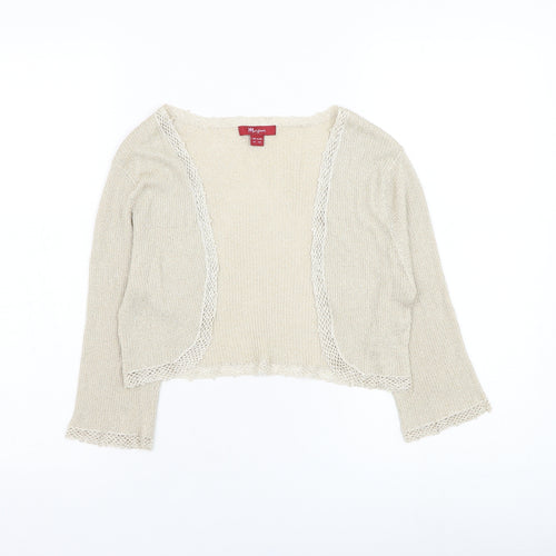 Monsoon Womens Gold Square Neck  Polyester Cardigan Jumper Size 14