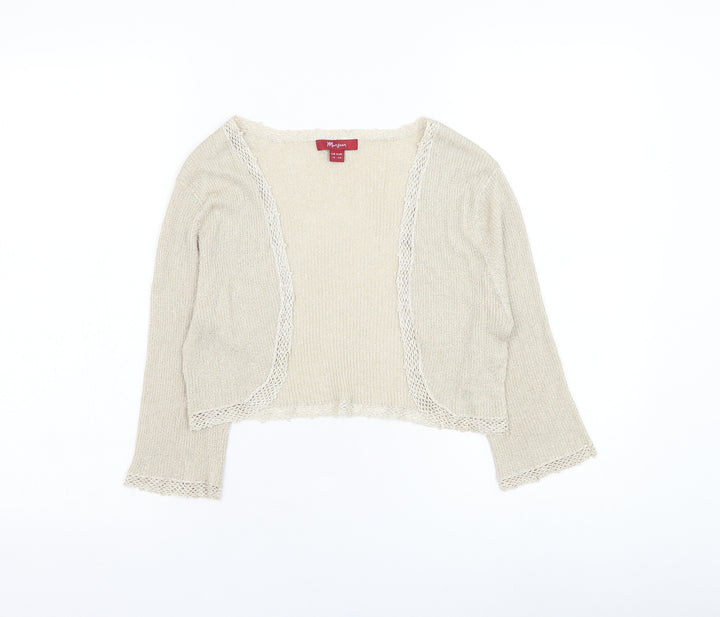 Monsoon Womens Gold Square Neck  Polyester Cardigan Jumper Size 14