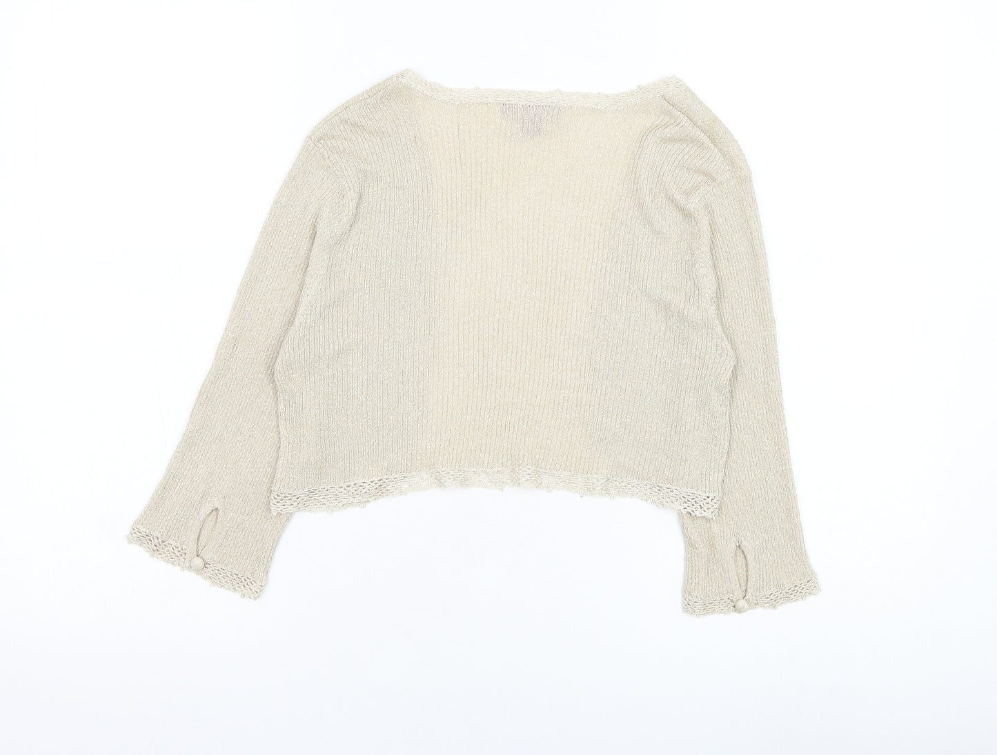 Monsoon Womens Gold Square Neck  Polyester Cardigan Jumper Size 14