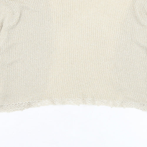 Monsoon Womens Gold Square Neck  Polyester Cardigan Jumper Size 14