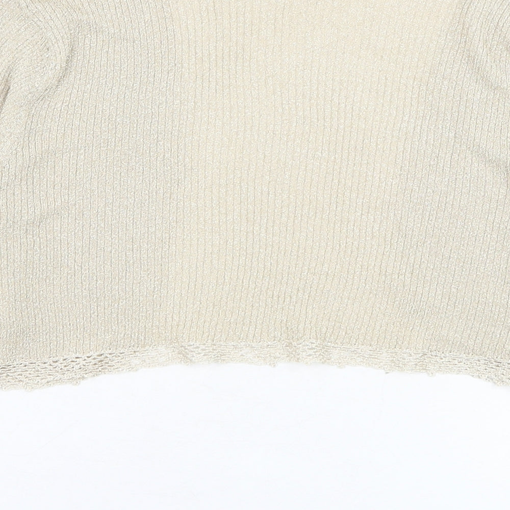 Monsoon Womens Gold Square Neck  Polyester Cardigan Jumper Size 14