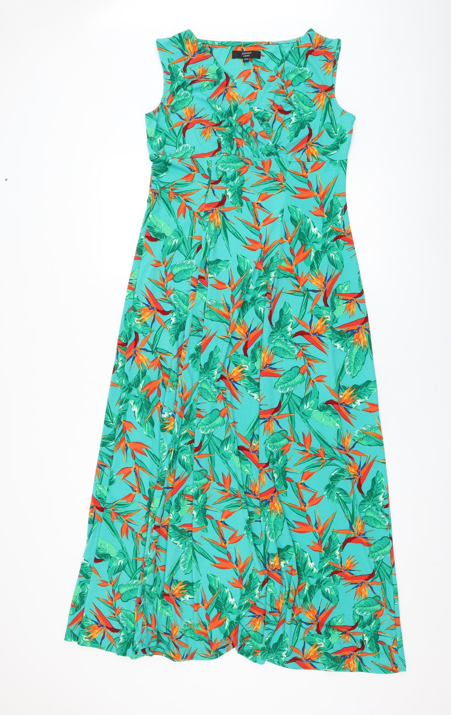 Joanna Hope Womens Green Floral Polyester Maxi  Size 12  V-Neck Pullover