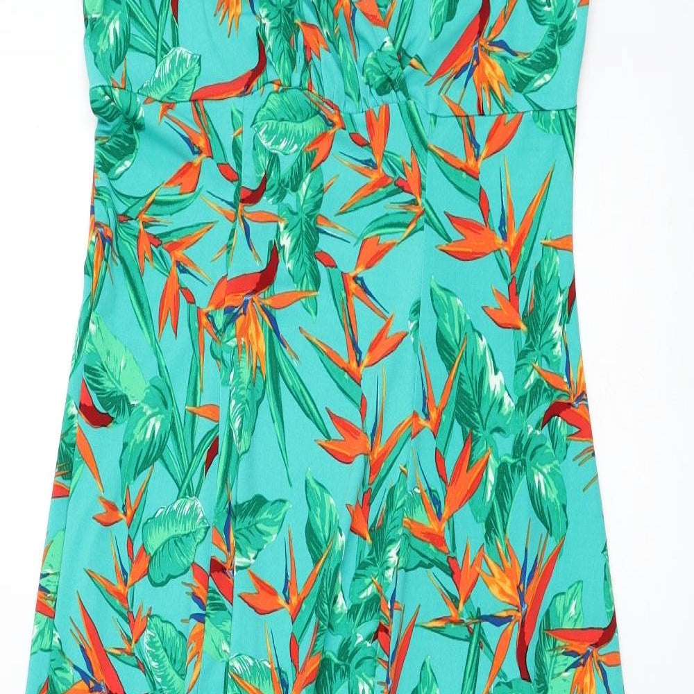 Joanna Hope Womens Green Floral Polyester Maxi  Size 12  V-Neck Pullover