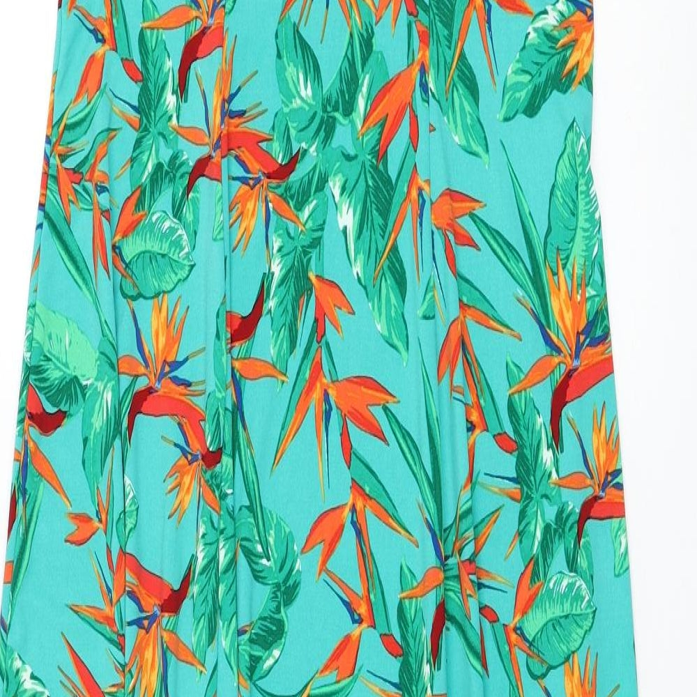 Joanna Hope Womens Green Floral Polyester Maxi  Size 12  V-Neck Pullover