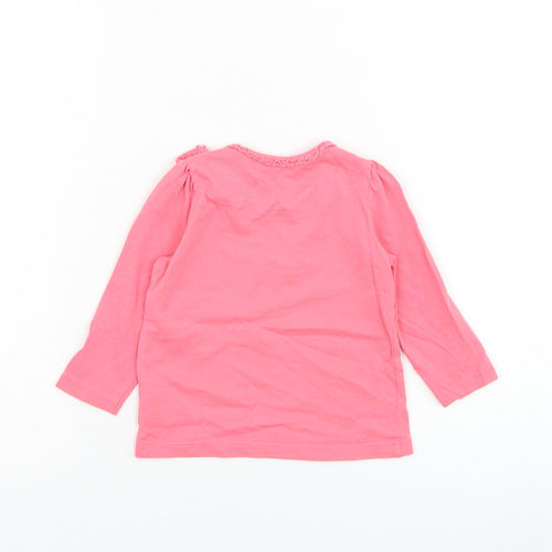 Mothercare Girls Pink  Cotton Basic T-Shirt Size 6-9 Months Round Neck Pullover - Anchor