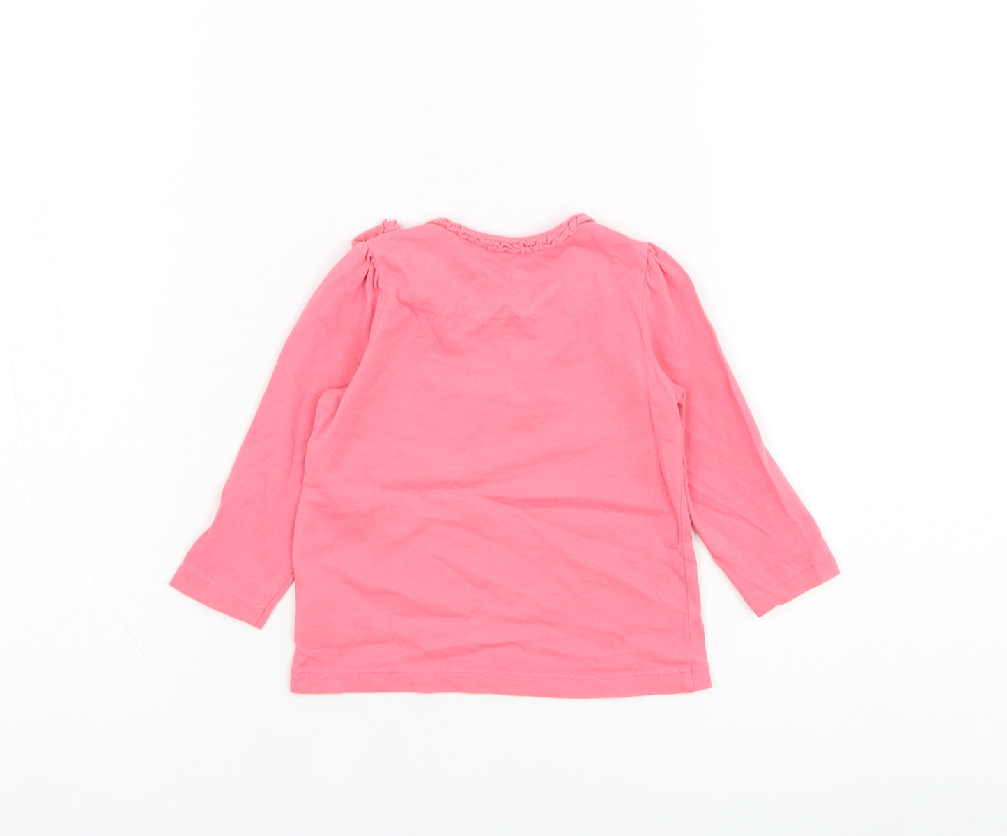 Mothercare Girls Pink  Cotton Basic T-Shirt Size 6-9 Months Round Neck Pullover - Anchor