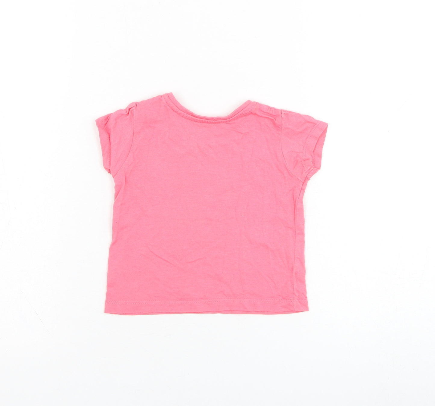 Primark Girls Pink  Cotton Basic T-Shirt Size 3-6 Months Round Neck Pullover - Love