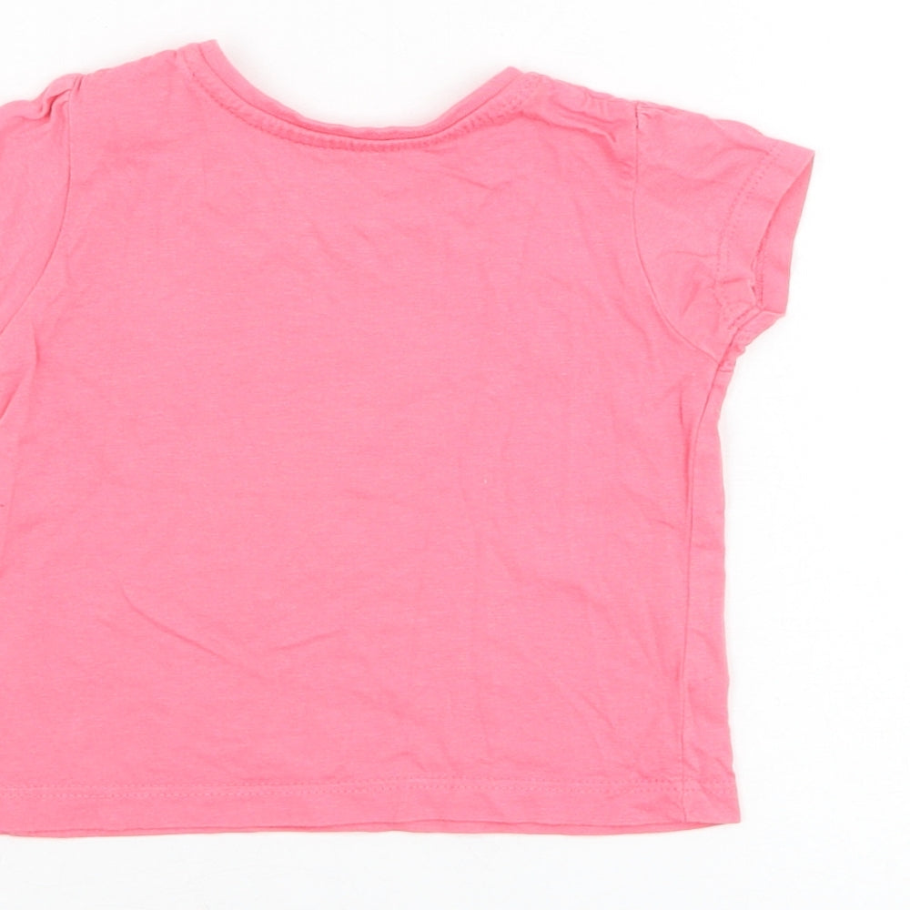 Primark Girls Pink  Cotton Basic T-Shirt Size 3-6 Months Round Neck Pullover - Love