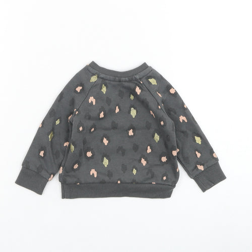 Primark Girls Grey Animal Print Cotton Pullover Jumper Size 3-6 Months  Pullover