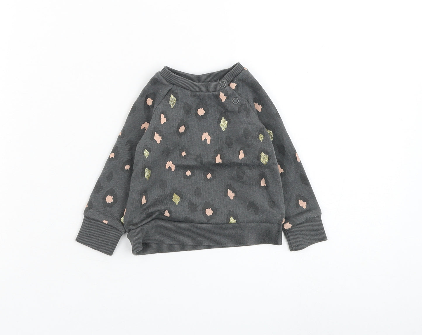 Primark Girls Grey Animal Print Cotton Pullover Jumper Size 3-6 Months  Pullover
